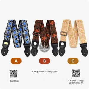 Embroidered guitar strap belt variants A B C